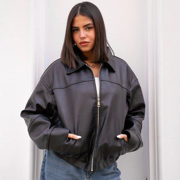 Timeless leather jacket-Black