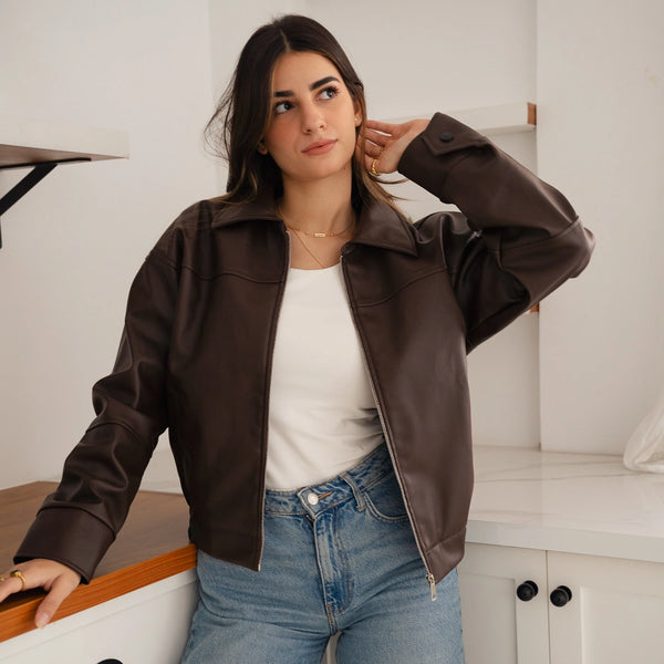 Timeless leather jacket-Brown