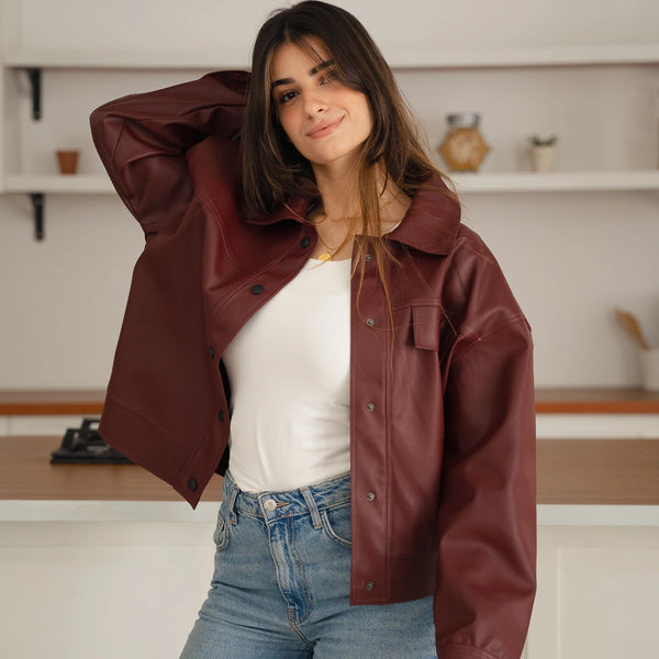 Ava” Street Jacket-Burgundy