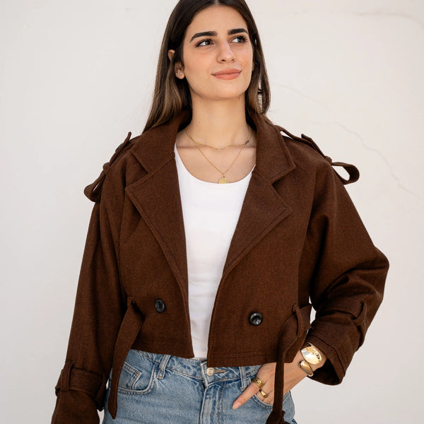 Cropped jacket-Brown