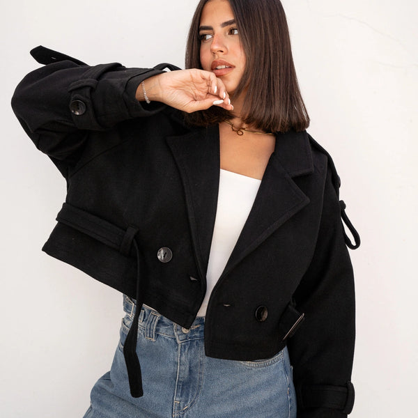Cropped jacket-Black