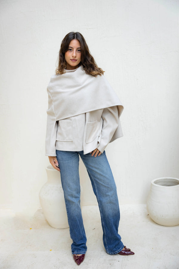 Cross-Over Winter Top Off White